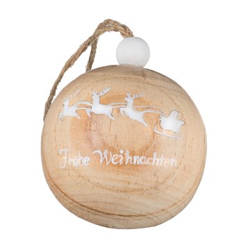 Holz Kugel Ball Hänger, Weihnachtsmotiv ca.7cm, Natur