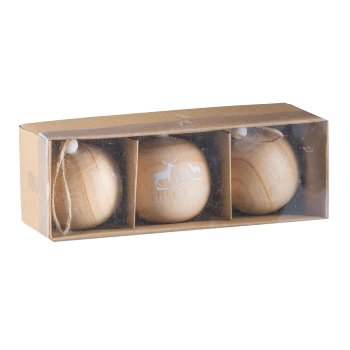 Holz Kugel Ball Hänger, Weihnachtsmotiv ca.7cm, Natur