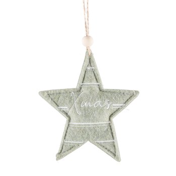Filz Weihnachtshänger, 2fa.so. Stern/Baum, m.Motiv 10x11cm, Grün