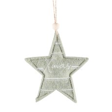 Filz Weihnachtshänger, 2fa.so. Stern/Baum, m.Motiv 10x11cm, Grün
