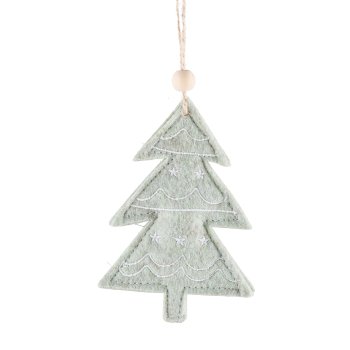 Filz Weihnachtshänger, 2fa.so. Stern/Baum, m.Motiv 10x11cm, Grün