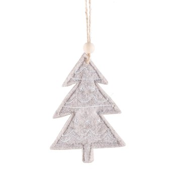 Filz Weihnachtshänger, 2fa.so. Stern/Baum, m.Motiv 10x11cm, Dunkelbraun