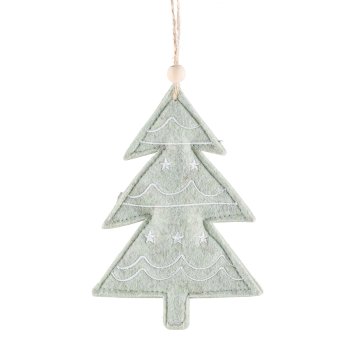Filz Weihnachtshänger, 2fa.so. Stern/Baum, m.Motiv 14x16cm, Grün