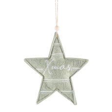 Filz Weihnachtshänger, 2fa.so. Stern/Baum, m.Motiv 14x16cm, Grün