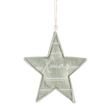 Filz Weihnachtshänger, 2fa.so. Stern/Baum, m.Motiv 14x16cm, Grün