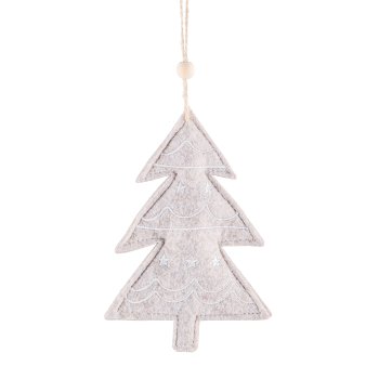 Felt Christmas hanger, 2assorted star/tree, w.motif 14x16cm, dark brown