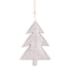 Felt Christmas hanger, 2assorted star/tree, w.motif 14x16cm, dark brown