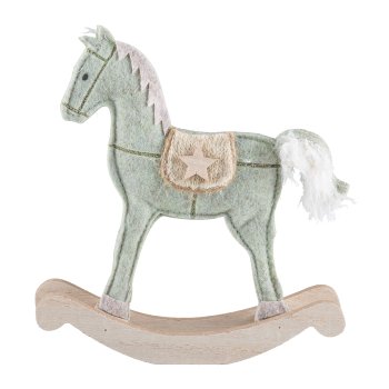 Felt rocking horse standing 15x17x3cm, green