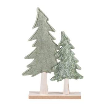 Filz Tannenbaum, 2er, auf Holzbase 24x16x4cm, Grün