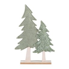 Felt Christmas tree, 2 pieces, on wooden base 38x26x5cm, green