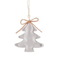 Imitation leather hanger, 3fold, with bow approx. 12x11cm, light grey