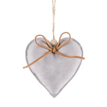 Imitation leather hanger, 3fold, with bow approx. 12x11cm, light grey