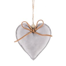 Imitation leather hanger, 3fold, with bow approx. 12x11cm, light grey