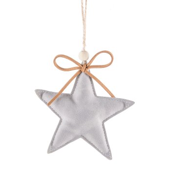 Imitation leather hanger, 3fold, with bow approx. 12x11cm, light grey