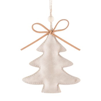 Imitation leather hanger, 3fold, with bow approx. 12x11cm, beige
