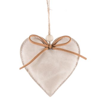 Imitation leather hanger, 3fold, with bow approx. 12x11cm, beige