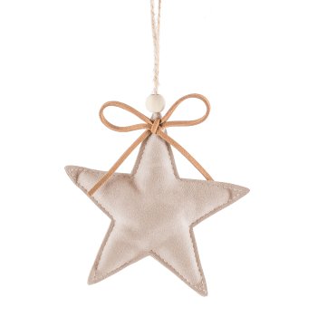 Imitation leather hanger, 3fold, with bow approx. 12x11cm, beige