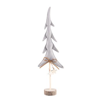 Imitation leather tree, on wooden base, w.bow 40x13x7cm, light grey