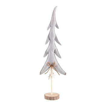 Imitation leather tree, on wooden base, w.bow 50x16x7cm, light grey