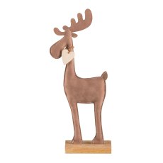 Imitation leather deer, on wooden base 28x11x5cm, light brown