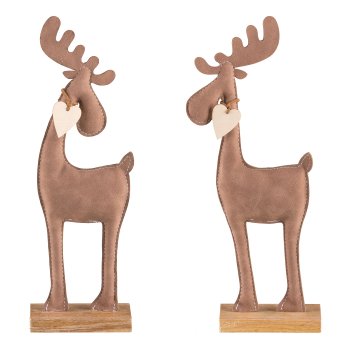 Imitation leather deer, on wooden base 28x11x5cm, light brown