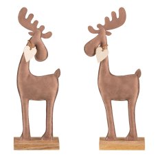 Imitation leather deer, on wooden base 28x11x5cm, light brown