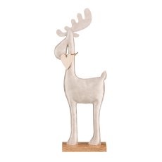 Imitation leather deer, on wooden base 35x14x5cm, beige