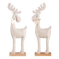 Imitation leather deer, on wooden base 35x14x5cm, beige