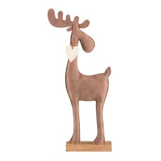 Lederimitat Hirsch, auf Holzbase 35x14x5cm, Hellbraun