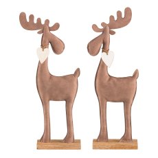 Lederimitat Hirsch, auf Holzbase 35x14x5cm, Hellbraun