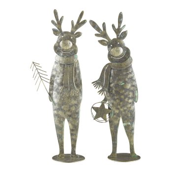 Metall Hirsch stehend, auf Metallbase, 2fa.so. 25x8x6cm, Jade