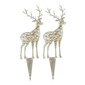 Metal deer stake, 2 assorted 30x10cm, jade