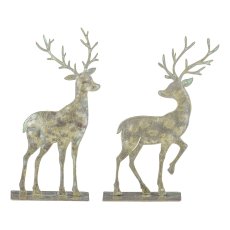 Metal deer standing, 2 assorted 16x8x3cm, jade