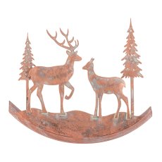 Metal deer landscape, rocker 14x12x4cm, copper