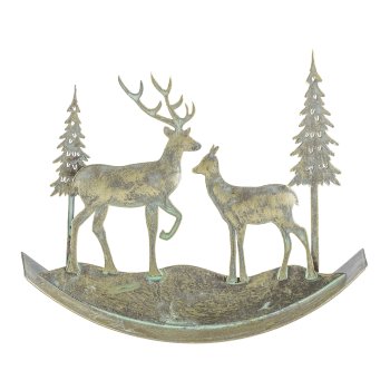 Metall Hirsch Landschaft, Wippe 14x12x4cm, Jade