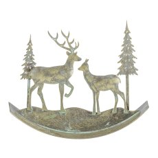 Metal deer landscape, rocker 14x12x4cm, jade