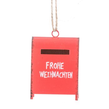 Metal hanger, letterbox, Christmas post, 2 assorted 6x5x4cm, red