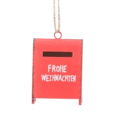 Metal hanger, letterbox, Christmas post, 2 assorted 6x5x4cm, red