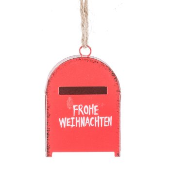 Metall Hänger, Briefkasten,Weihnachtspost, 2fa.so. 6x5x4cm, Rot