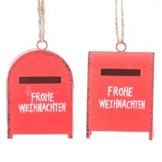 Metall Hänger, Briefkasten,Weihnachtspost, 2fa.so. 6x5x4cm, Rot
