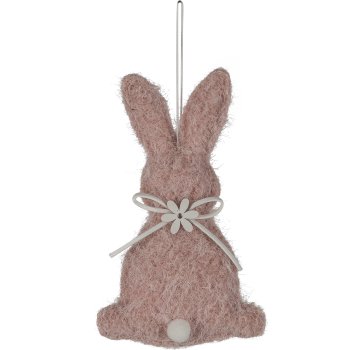 Fabric rabbit STUPS, hanger, 10x16cm, light pink