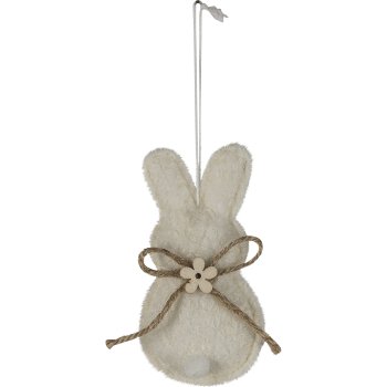 Stoff Hase STROLCH, Hänger, 6x10cm, weiß