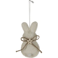 Stoff Hase STROLCH, Hänger, 6x10cm, weiß