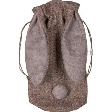 Linen fabric gift bag rabbit, 14x26cm, natural