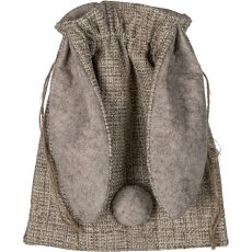 Linen fabric gift bag rabbit, 18x23cm, natural