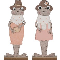 Felt frog SAM+SANDY, standing, 2 assorted, 12x4x32cm, pale pink