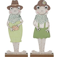 Felt frog SAM+SANDY, standing, 2 assorted, 12x4x32cm, green