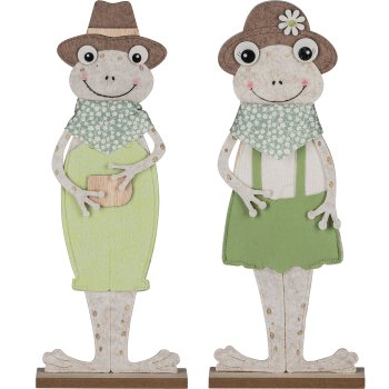 Felt frog SAM+SANDY, standing, 2 assorted, 17x5x43cm, green