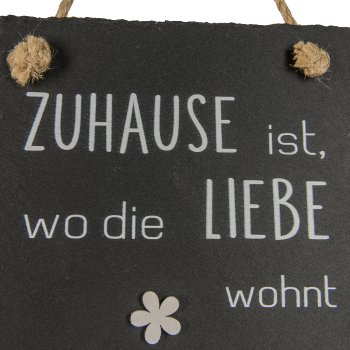 Schiefer Tafel, Hänger, mit Schriftzug, 15x20cm, schwarz