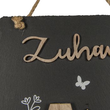 Schiefer Tafel, Hänger, mit Schriftzug, 20x15cm, schwarz
